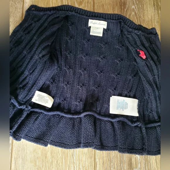 Ralph Lauren Navy Blue Cable Knit Baby's Cardigan size 6M - Picture 2 of 8